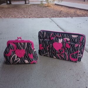 XOXO Black and Pink Heart Wallet Duo